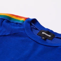 MONROW Kids Supersoft Rainbow Stripe Raglan ELECTRICBLUE Online